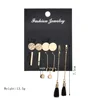 New ear stud round piece vertical drill tassel 6 pair of ear stud ear thread set