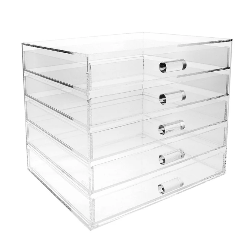 Beautify Vanity Lucite Clear Flip Lid Large 5 Tier Drawer Plexiglass ...