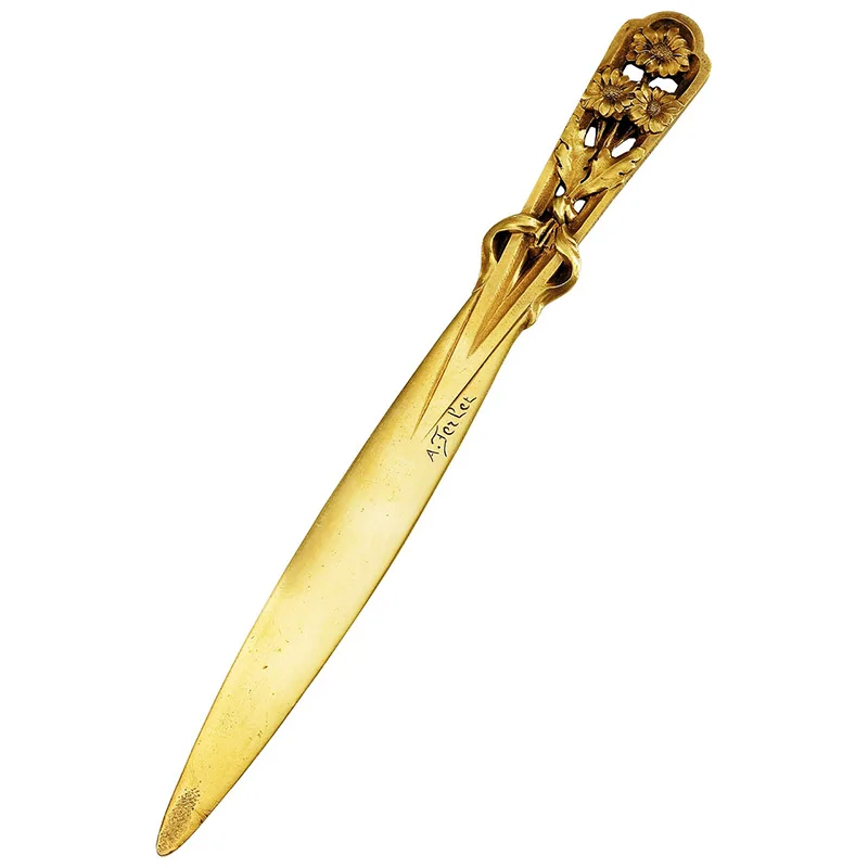 豹纹古董磁铁紫色书签金刀铜刀片空白螺旋桨定制金属动漫促销剑开信刀