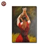 Sexy Nude Dancer In Red Dress Canvas Art Modern Spanish Flamenco Dancer Oil Painting