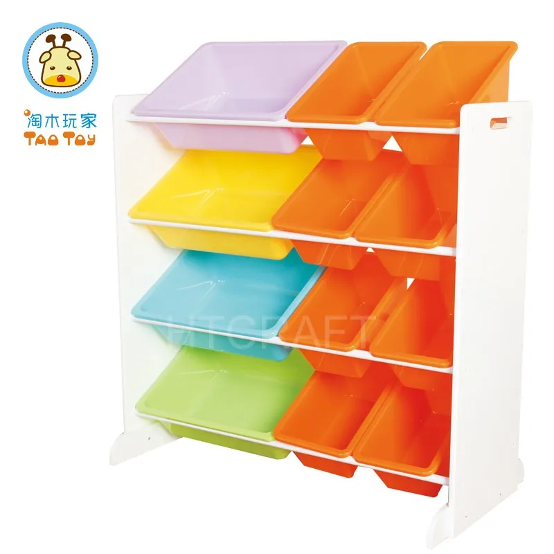 toy storage organizer with 12 plastic bins