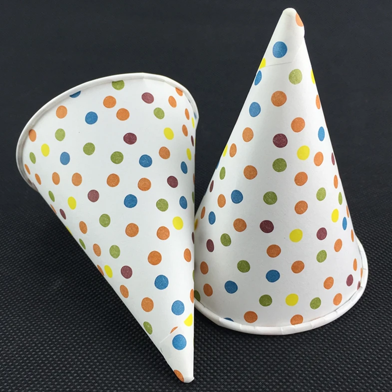 Disposable Custom Design Printed Paper Cone Cups 5000 Pcs Per Case