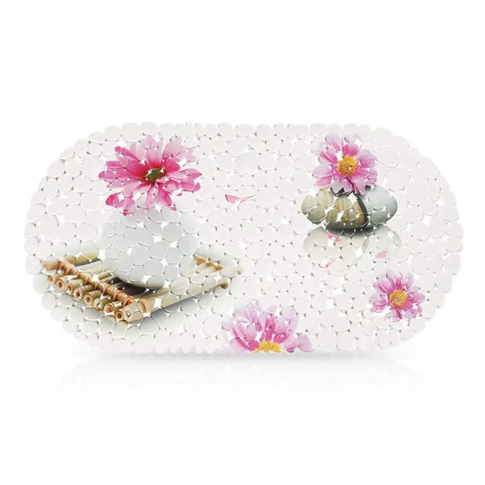 Hjyi Bath mat 69x35cm, Bathroom Non-Slip mat, PVC Sucker Print Bathroom mat
