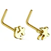 Anchor Heart Pattern Nose Ring / L Shaped Surgical Steel Rose Gold Plated Nose Studs