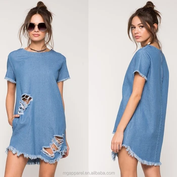 distressed denim dresses