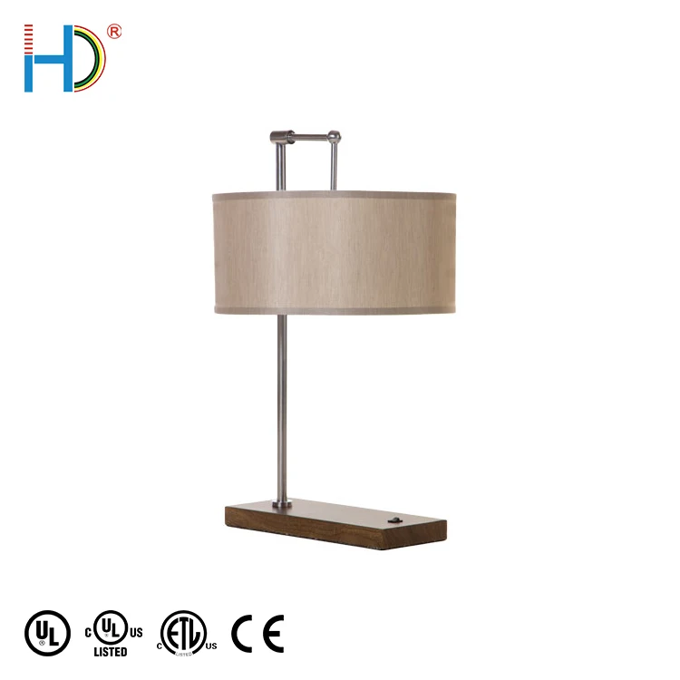 Multifunctional Side Study Read Gray Silk Hardback Drum Shade Table Lamp