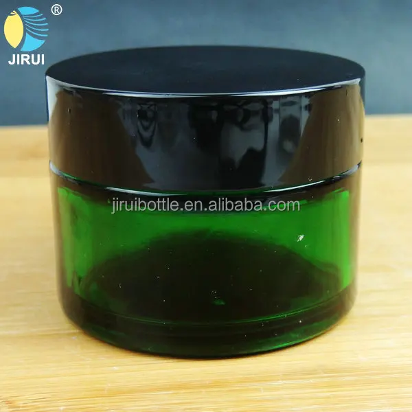 50g Green Glass Cream Jar With Black Plastic Cap - Buy 50ml Cream Jar