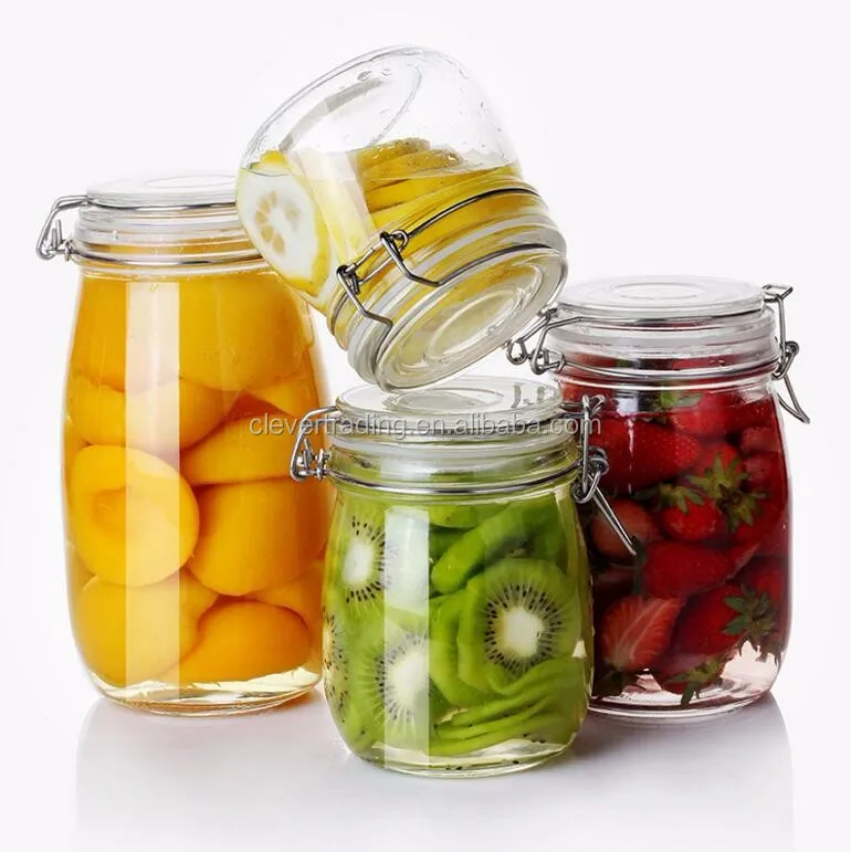 450ml Glass Sealed Jar Glass Pickle Jar Food Glass Jar With Steel Wire