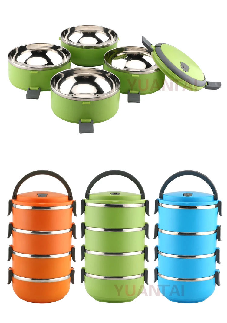 4 Layer Colored Stainless Steel Tiffin Lunch Box Tiffin Food Carrier