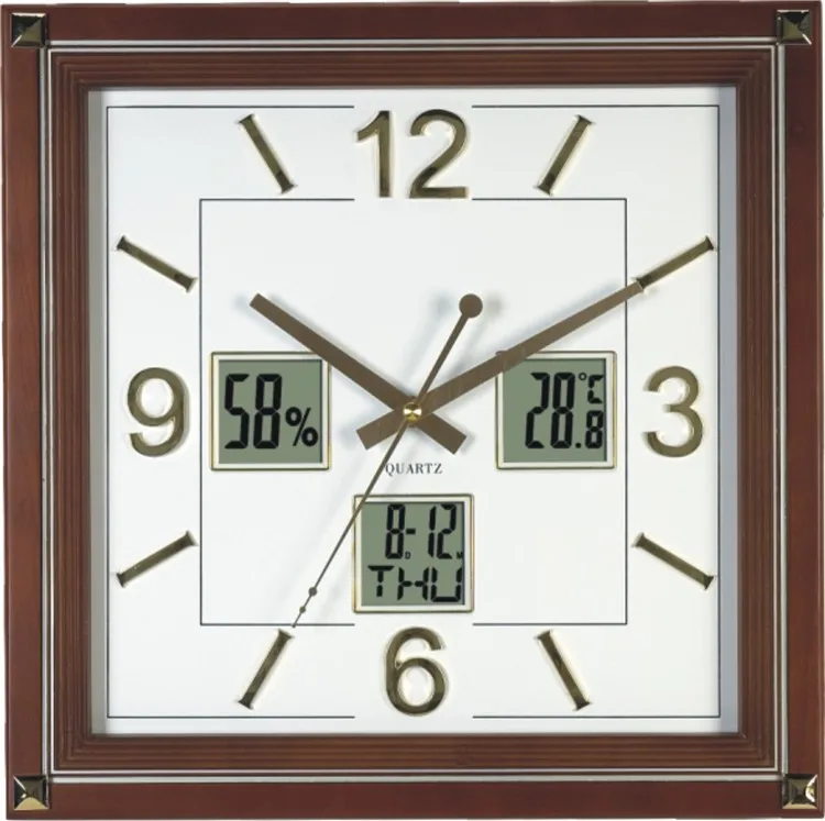 Analog Wall Clock With Lcd Date & Day Calendar Buy Wall Clocks With
