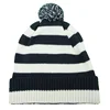 American style custom beanie black-white striped wool knitted hat custom beanie winter