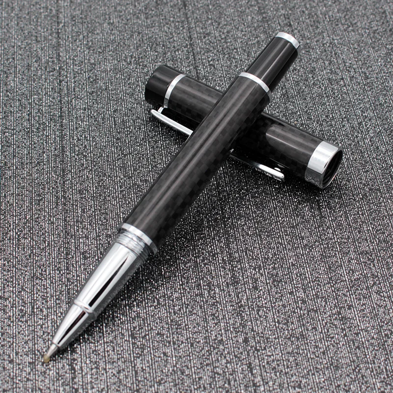 high quality heavy black carbon fiber pen with gel refill