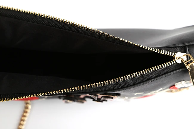 7398-Fall winter season fashion party metal chain patch & embroidery shoulder bags