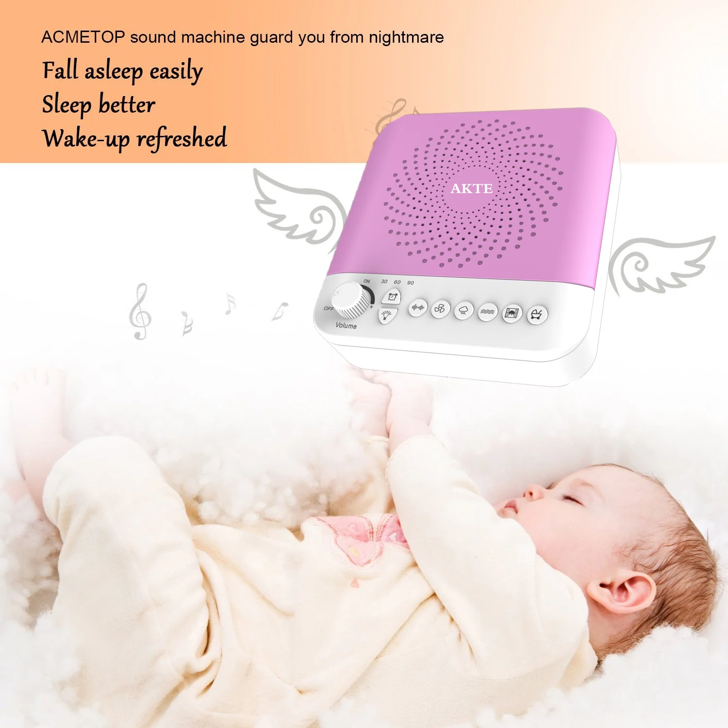 White Noise Sleep Therapy Sound Machine With 3 Timers & 17 Natural 