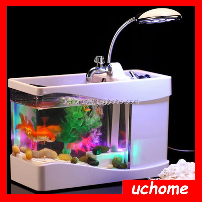 Uchome Mini Fish Tank Desktop Mini Aquarium Tank With Led Lamp