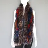 Multi color real fox fur knitted scarf women winter party fur shawl