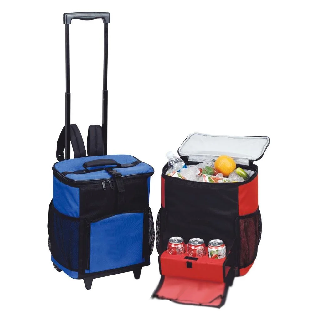 Black 48 Cans Picnic Rolling Cooler Bag With Tray On Wheels Buy 48