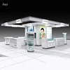Modern cosmetic island display showcase and makeup rack stand design for mall kiosk or retail shop furniture