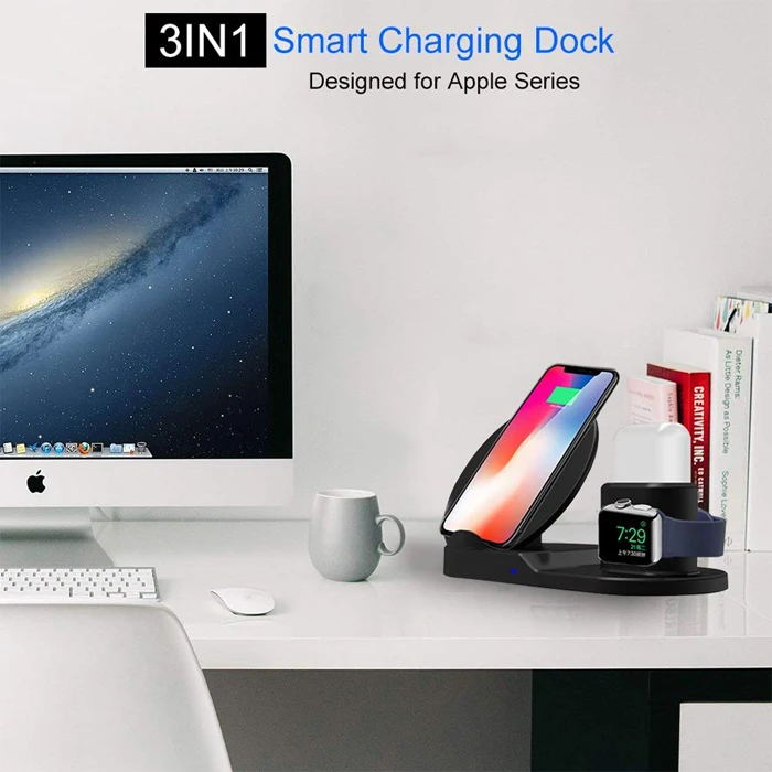 10W Fast Wireless Charger, New 3 In 1 Wireless Charger for iPhone Smartphone Apple Watch with CE,FCC,ROHS Certificate