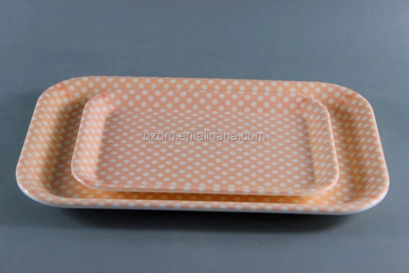 Set Of 2 Melamine Rectangle Trays Square Trays With Non-Slip Surface