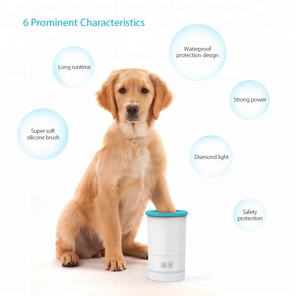 Pet soft silicone USB rechargeable dog foot washer cup 