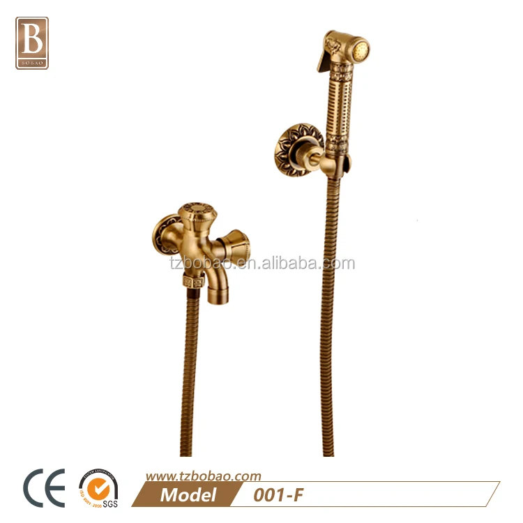 Middle East Top Selling Antique Brass Bidet Toilet Sprayer Set Water Saving Bathroom Shattaf Set