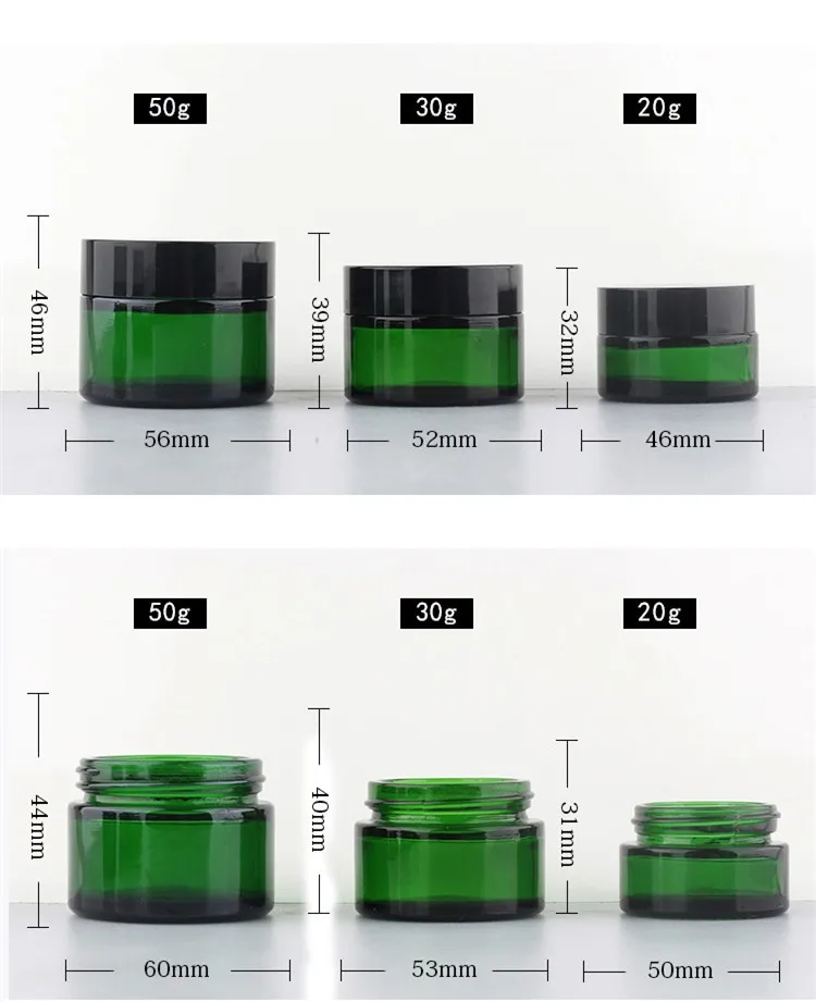 Download 50g Green Glass Jar With Black Lid For Unguent 50ml Glass ...