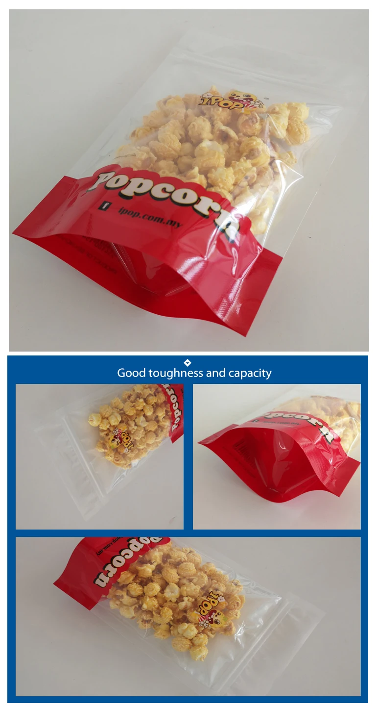 Clear Popcorn Stand Up Zipper Snack Bags For Packaging Buy Snack Bags