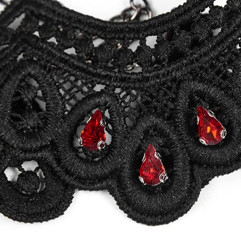 WS-240 Gothic Women Accessories Crystal Eye Sky Sparkling Flame Lace Necklace