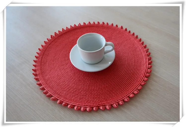 Wholesale Plastic Round Polypropylene Golden Embroidered Placemats Kids
