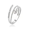 13896 xuping fashion ring coil ring micro pave gemstone rhodium color ring