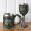 3D Wolf king head pattern mug retro resin cup wine goblet wolf mug set