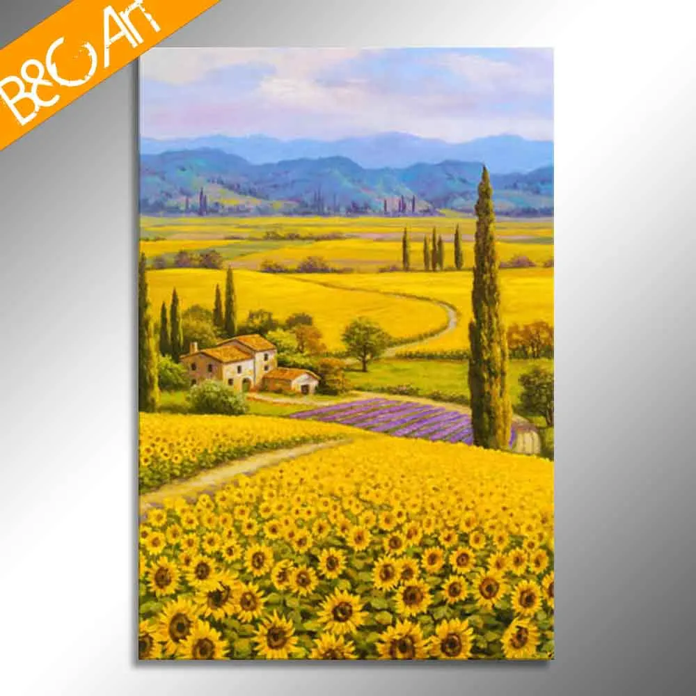 Natural Art Painting Famous Scenery Canvas Print Beautiful Sunflowers ...