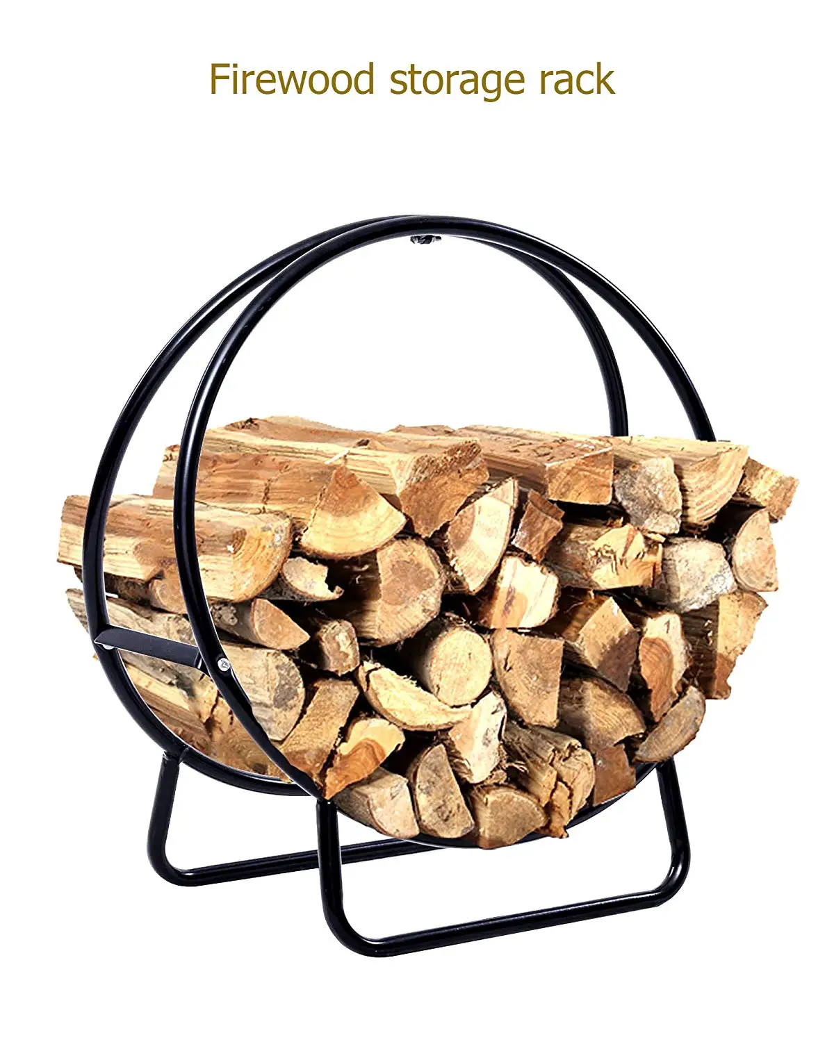 Goplus Firewood Log Hoop Tubular Steel Wood Storage Rack Holder Curved Display for Indoor /& Outdoor 24-Inch