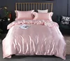 romantic elegant light pink design 100% mulberry silk duvet cover 4pcs bedding set