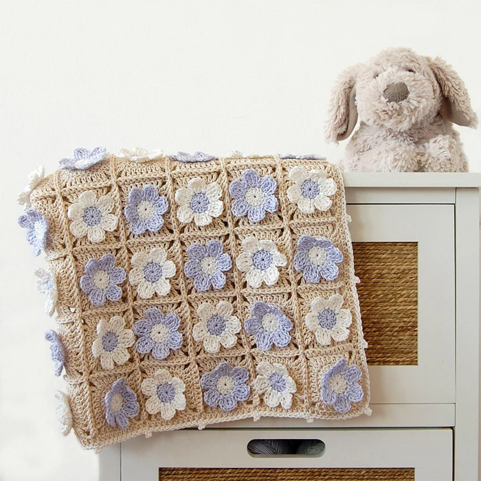 Handmade Throw Flower Blossom Cute Crochet Blanket For Babies