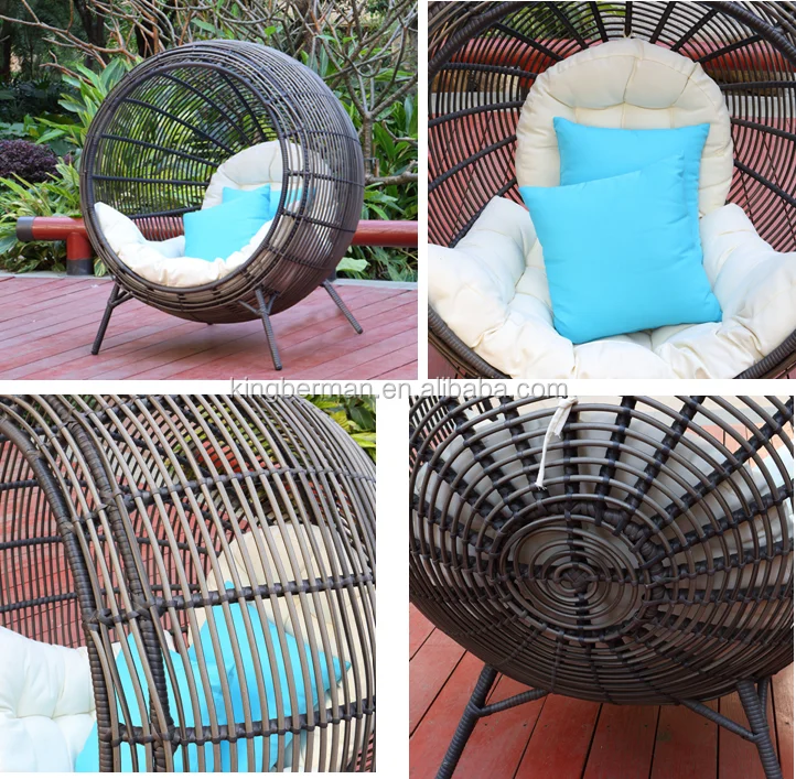 Top Popular Moon Round Chaise Lounge Bed Rattan Daybed Modern Chaise