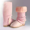 Knit with Button And Colorful Snow Boots for Women
