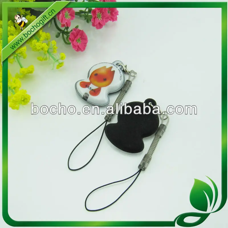 promotional pvc mobile charm with screen cleaner