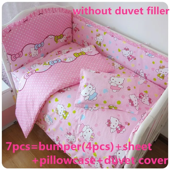 Discount 6 7pcs Hello Kitty Baby Bedding Sets Crib Cot Bassinette Bumper Padded Quilt Cover 120