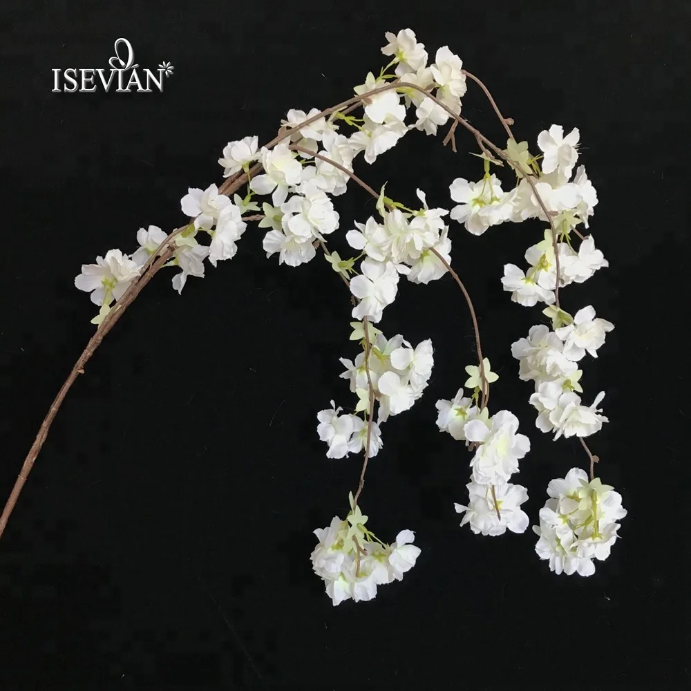 Isevian Wholesale Long Stem Hanging Type Silk Cherry Blossom Flower