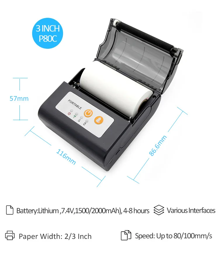 58mm mini portable receipt thermal printer