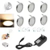6 Ultra led Slim Puck Lights warm white 3000K RF control Dimmable LED Under Cabinet Kitchen Counter Showcase Lighting Fixture