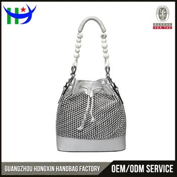 2017 Silver Color Patch Work Women Side Bucket Bag Custom Made 2017 Silver Color Patch Work Women Side Bucket Bag