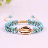 LS-S771 fashion Turquoise with cowrie shell shape bracelet 2 time enamel jewelry handmade bracelet
