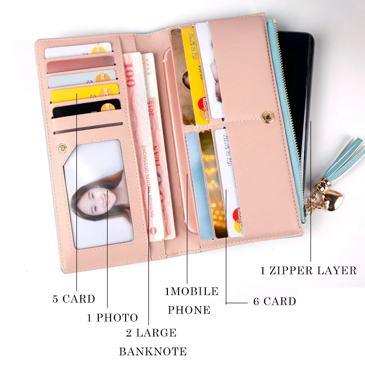 Wholesale Cheaper Multi Colors PU Leather Women Long Clutch Wallet for ...