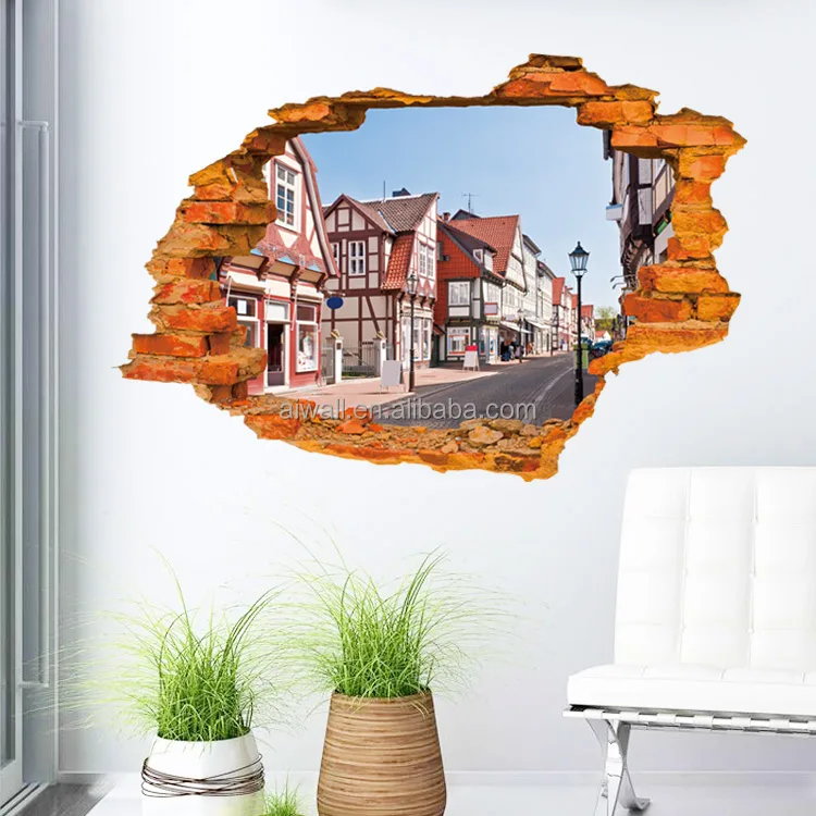 Aw8001a 3d edificio de la calle pegatinas de pared extraÃble ...