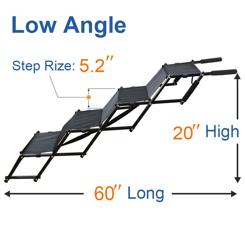 Dog Car Folding Stairs Metal Frame Collapsible Pet Ramp with Four Dog