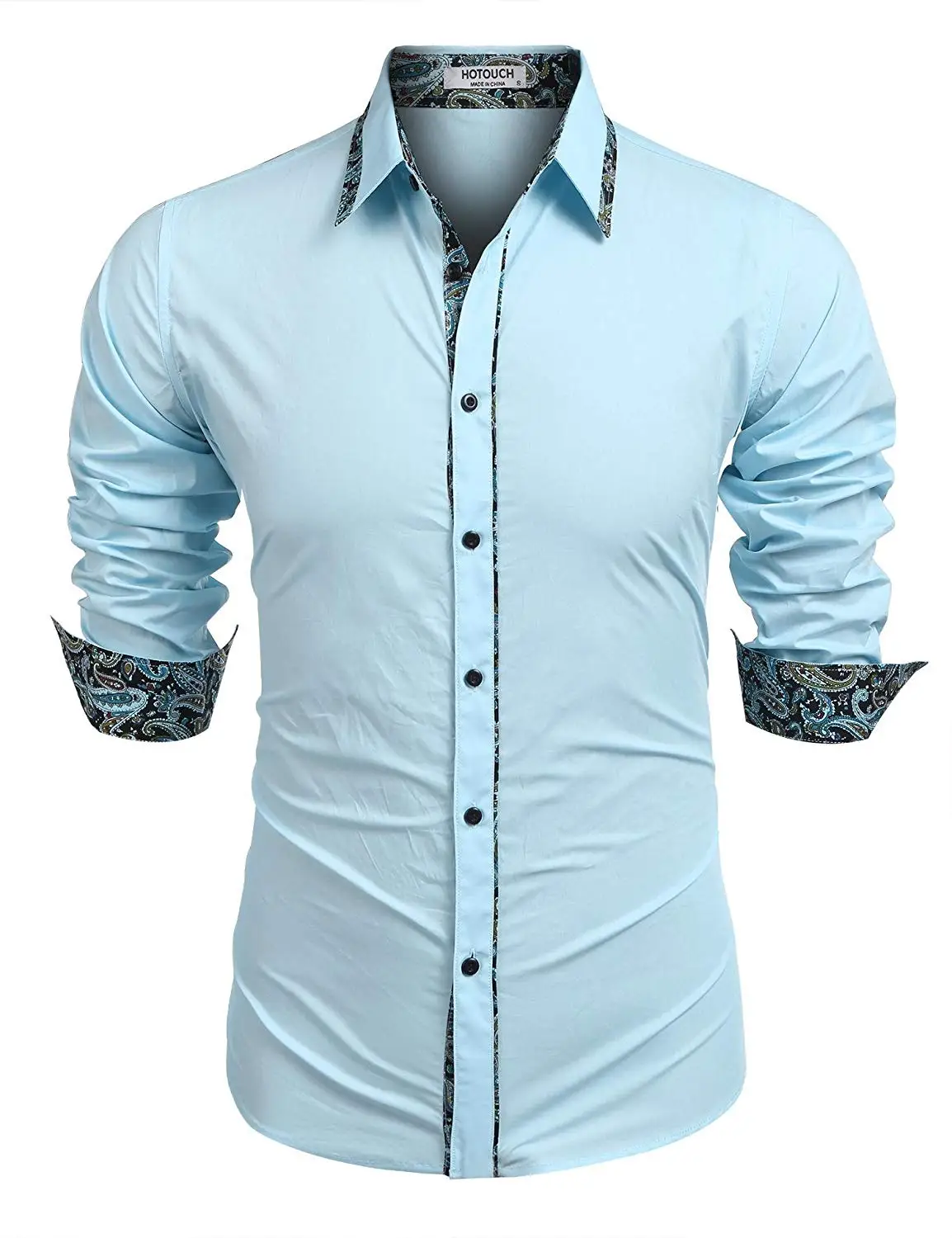 JXG Men Casual Long Sleeve Slim Button Up Plaid Shirts