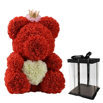 rose teddy bear with crown